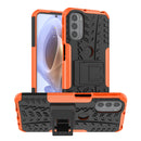 For Motorola Moto G31 / G41 Tire Texture TPU + PC Phone Case with Holder(Orange)