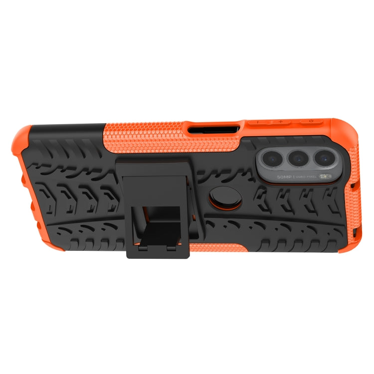 For Motorola Moto G31 / G41 Tire Texture TPU + PC Phone Case with Holder(Orange)
