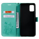 For Galaxy A51 Pressed Printing Butterfly Pattern Horizontal Flip PU Leather Case with Holder & Card Slots & Wallet & Lanyard(Green)