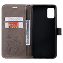 For Galaxy A51 Pressed Printing Butterfly Pattern Horizontal Flip PU Leather Case with Holder & Card Slots & Wallet & Lanyard(Grey)