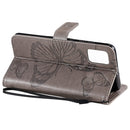 For Galaxy A51 Pressed Printing Butterfly Pattern Horizontal Flip PU Leather Case with Holder & Card Slots & Wallet & Lanyard(Grey)