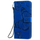 For Galaxy A51 Pressed Printing Butterfly Pattern Horizontal Flip PU Leather Case with Holder & Card Slots & Wallet & Lanyard(Blue)