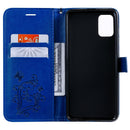 For Galaxy A51 Pressed Printing Butterfly Pattern Horizontal Flip PU Leather Case with Holder & Card Slots & Wallet & Lanyard(Blue)