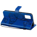 For Galaxy A51 Pressed Printing Butterfly Pattern Horizontal Flip PU Leather Case with Holder & Card Slots & Wallet & Lanyard(Blue)