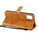 For Galaxy A51 Pressed Printing Butterfly Pattern Horizontal Flip PU Leather Case with Holder & Card Slots & Wallet & Lanyard(Yellow)