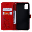 For Galaxy A51 Pressed Printing Butterfly Pattern Horizontal Flip PU Leather Case with Holder & Card Slots & Wallet & Lanyard(Red)