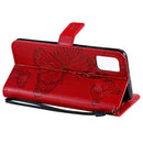 For Galaxy A51 Pressed Printing Butterfly Pattern Horizontal Flip PU Leather Case with Holder & Card Slots & Wallet & Lanyard(Red)