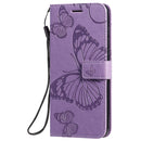For Galaxy A51 Pressed Printing Butterfly Pattern Horizontal Flip PU Leather Case with Holder & Card Slots & Wallet & Lanyard(Purple)