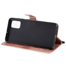 For Galaxy A51 Pressed Printing Butterfly Pattern Horizontal Flip PU Leather Case with Holder & Card Slots & Wallet & Lanyard(Rose Gold)