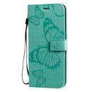 For Galaxy A71 Pressed Printing Butterfly Pattern Horizontal Flip PU Leather Case with Holder & Card Slots & Wallet & Lanyard(Green)