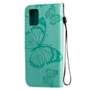 For Galaxy A71 Pressed Printing Butterfly Pattern Horizontal Flip PU Leather Case with Holder & Card Slots & Wallet & Lanyard(Green)