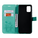 For Galaxy A71 Pressed Printing Butterfly Pattern Horizontal Flip PU Leather Case with Holder & Card Slots & Wallet & Lanyard(Green)
