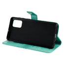 For Galaxy A71 Pressed Printing Butterfly Pattern Horizontal Flip PU Leather Case with Holder & Card Slots & Wallet & Lanyard(Green)