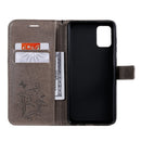 For Galaxy A71 Pressed Printing Butterfly Pattern Horizontal Flip PU Leather Case with Holder & Card Slots & Wallet & Lanyard(Grey)