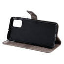 For Galaxy A71 Pressed Printing Butterfly Pattern Horizontal Flip PU Leather Case with Holder & Card Slots & Wallet & Lanyard(Grey)