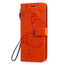 For Galaxy A71 Pressed Printing Butterfly Pattern Horizontal Flip PU Leather Case with Holder & Card Slots & Wallet & Lanyard(Orange)