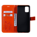 For Galaxy A71 Pressed Printing Butterfly Pattern Horizontal Flip PU Leather Case with Holder & Card Slots & Wallet & Lanyard(Orange)