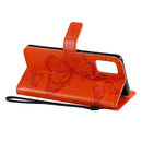 For Galaxy A71 Pressed Printing Butterfly Pattern Horizontal Flip PU Leather Case with Holder & Card Slots & Wallet & Lanyard(Orange)