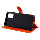 For Galaxy A71 Pressed Printing Butterfly Pattern Horizontal Flip PU Leather Case with Holder & Card Slots & Wallet & Lanyard(Orange)