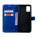 For Galaxy A71 Pressed Printing Butterfly Pattern Horizontal Flip PU Leather Case with Holder & Card Slots & Wallet & Lanyard(Blue)