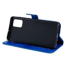 For Galaxy A71 Pressed Printing Butterfly Pattern Horizontal Flip PU Leather Case with Holder & Card Slots & Wallet & Lanyard(Blue)