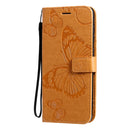 For Galaxy A71 Pressed Printing Butterfly Pattern Horizontal Flip PU Leather Case with Holder & Card Slots & Wallet & Lanyard(Yellow)