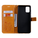 For Galaxy A71 Pressed Printing Butterfly Pattern Horizontal Flip PU Leather Case with Holder & Card Slots & Wallet & Lanyard(Yellow)