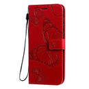 For Galaxy A71 Pressed Printing Butterfly Pattern Horizontal Flip PU Leather Case with Holder & Card Slots & Wallet & Lanyard(Red)