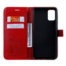 For Galaxy A71 Pressed Printing Butterfly Pattern Horizontal Flip PU Leather Case with Holder & Card Slots & Wallet & Lanyard(Red)