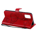 For Galaxy A71 Pressed Printing Butterfly Pattern Horizontal Flip PU Leather Case with Holder & Card Slots & Wallet & Lanyard(Red)