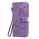For Galaxy A71 Pressed Printing Butterfly Pattern Horizontal Flip PU Leather Case with Holder & Card Slots & Wallet & Lanyard(Purple)