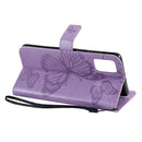 For Galaxy A71 Pressed Printing Butterfly Pattern Horizontal Flip PU Leather Case with Holder & Card Slots & Wallet & Lanyard(Purple)