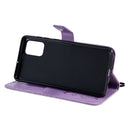 For Galaxy A71 Pressed Printing Butterfly Pattern Horizontal Flip PU Leather Case with Holder & Card Slots & Wallet & Lanyard(Purple)