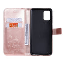 For Galaxy A71 Pressed Printing Butterfly Pattern Horizontal Flip PU Leather Case with Holder & Card Slots & Wallet & Lanyard(Rose Gold)