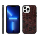 Crocodile Top Layer Cowhide Leather Case For iPhone 13 Pro(Coffee)