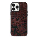 Crocodile Top Layer Cowhide Leather Case For iPhone 13 Pro(Coffee)