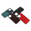 Crocodile Top Layer Cowhide Leather Case For iPhone 13 Pro(Coffee)
