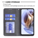 For Motorola Moto G31 / G41 Side Fingerprint Version Prismatic Invisible Magnetic Leather Phone Case(Black)