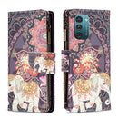 For Nokia G21 / G11 Colored Drawing Pattern Zipper Leather Phone Case(Flower Elephants)