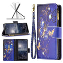 For Nokia G21 / G11 Colored Drawing Pattern Zipper Leather Phone Case(Purple Butterfly)
