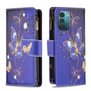 For Nokia G21 / G11 Colored Drawing Pattern Zipper Leather Phone Case(Purple Butterfly)