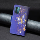 For Nokia G21 / G11 Colored Drawing Pattern Zipper Leather Phone Case(Purple Butterfly)