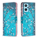 For OPPO A36 / Realme 9i Colored Drawing Pattern Leather Phone Case(Plum Blossom)