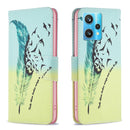 For OPPO Realme 9 Pro+ Colored Drawing Pattern Leather Phone Case(Feather)