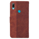 For Huawei Y6 2019 Geometric Embossed Leather Phone Case(Brown)