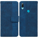 For Huawei Y6 2019 Geometric Embossed Leather Phone Case(Blue)