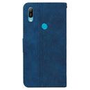 For Huawei Y6 2019 Geometric Embossed Leather Phone Case(Blue)