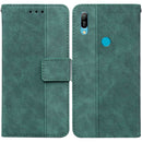 For Huawei Y6 2019 Geometric Embossed Leather Phone Case(Green)