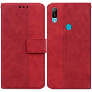 For Huawei Y6 2019 Geometric Embossed Leather Phone Case(Red)