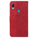 For Huawei Y6 2019 Geometric Embossed Leather Phone Case(Red)